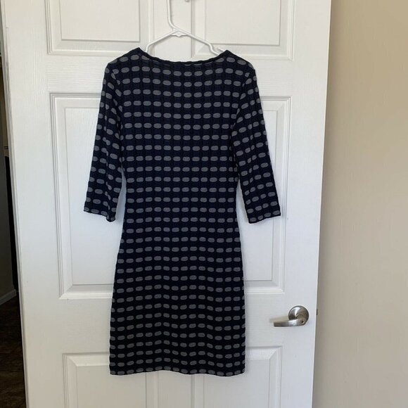 MSSP Max Studio Knit Medium Navy Black Gray Geometric Pattern Dress New - Picture 3 of 5